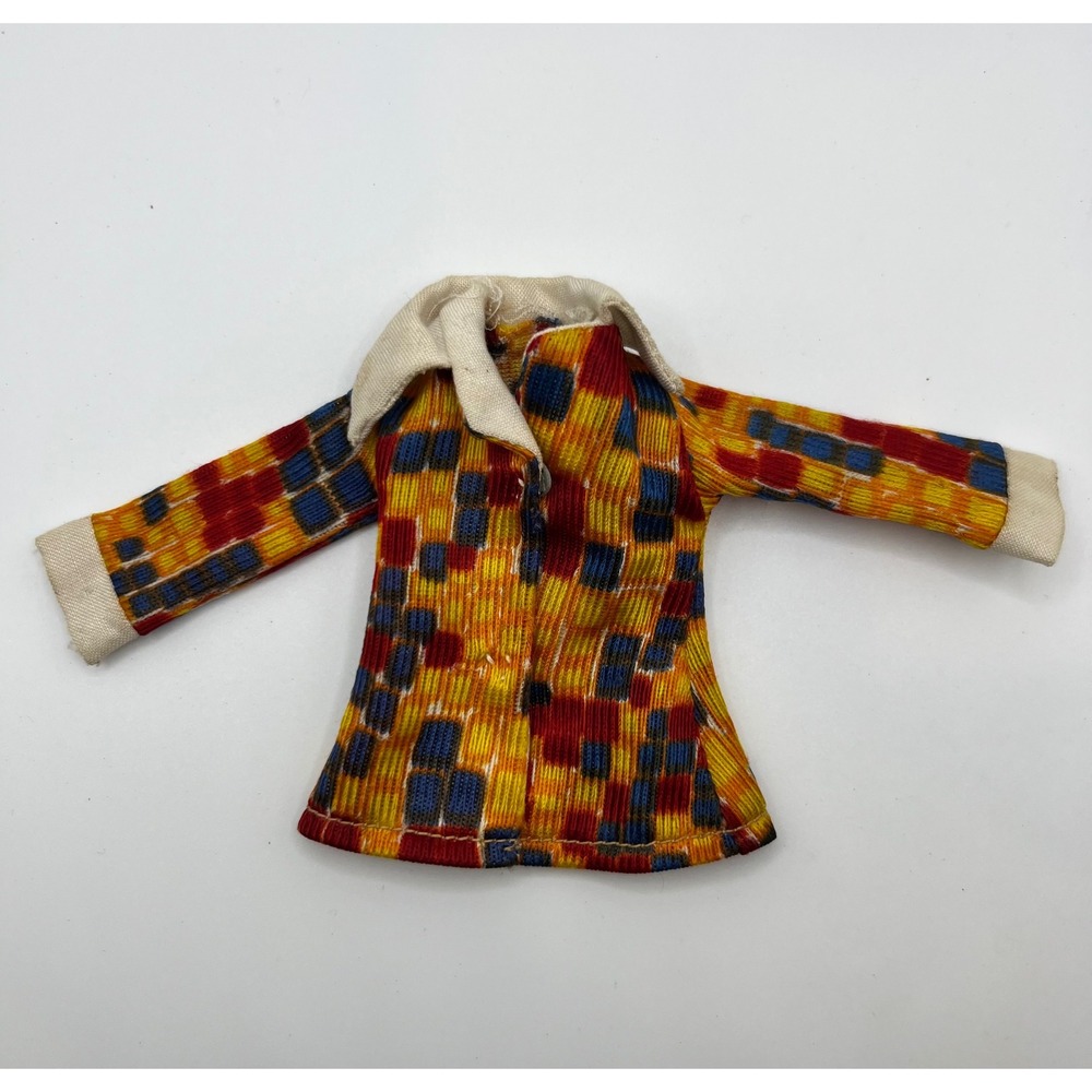 Vintage Barbie Shillman Multi Colored Long Sleeve‎ Retro Mod Button Up Shirt 70s